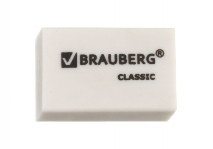 Ластик Brauberg Classic 26*17*7 мм, белый - фото 1 - id-p222234789