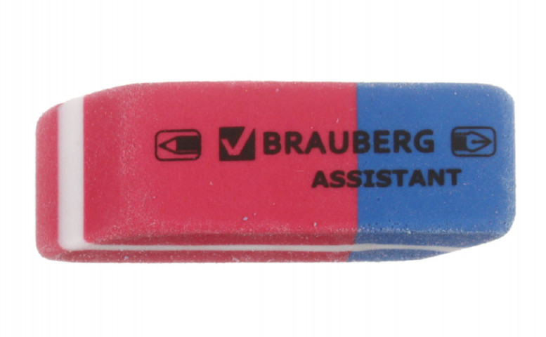 Ластик Brauberg Assistant 80 41*14*8 мм, красный с синим