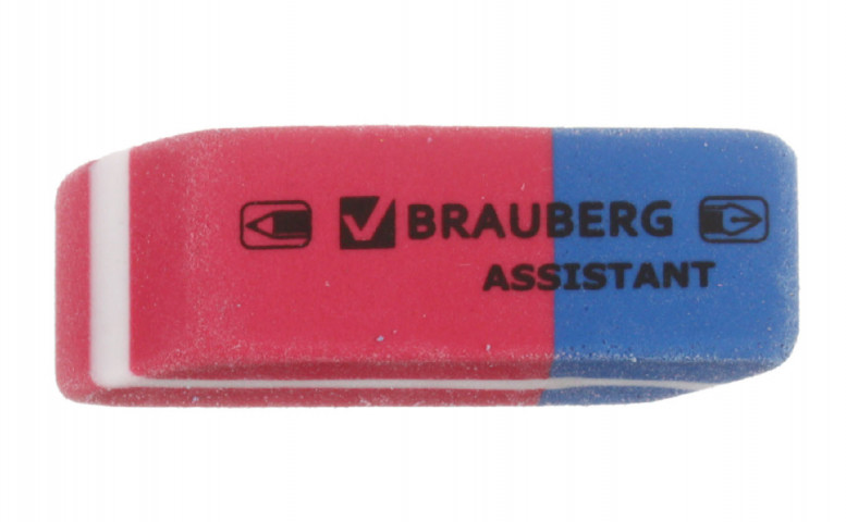 Ластик Brauberg Assistant 80 41*14*8 мм, красный с синим - фото 1 - id-p222234798