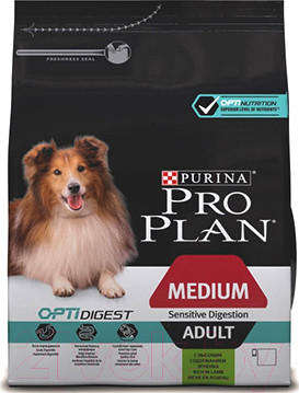 Сухой корм для собак Pro Plan Adult Medium Sensitive Digestion с ягненком и рисом - фото 1 - id-p222268256
