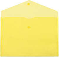 Папка-конверт пластиковая на кнопке «Бюрократ» Economy А4+ толщина пластика 0,10 мм, желтая