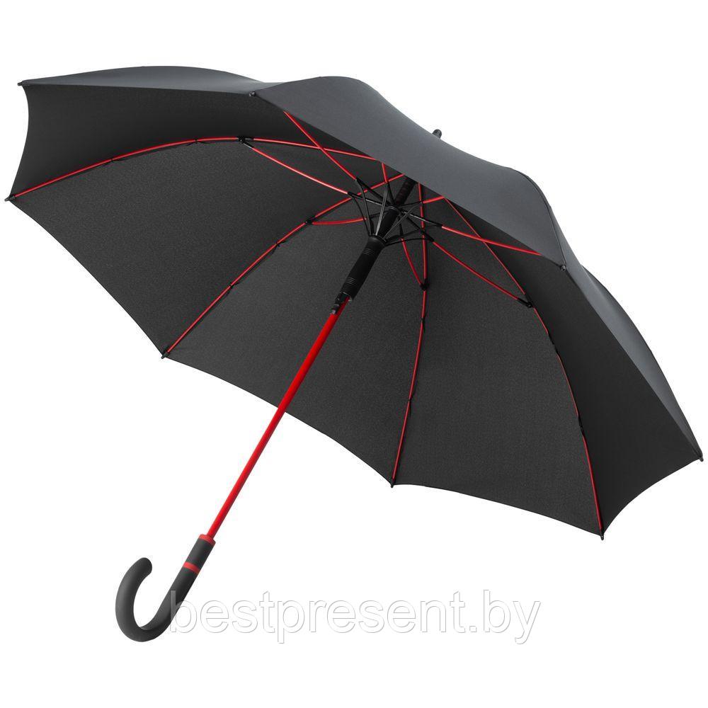 Зонт-трость с цветными спицами Color Style ver.2, красный с черной ручкой - фото 1 - id-p222290015