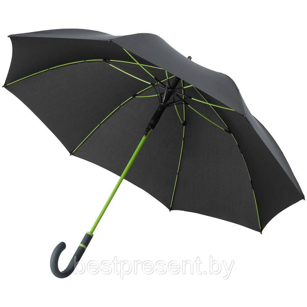 Зонт-трость с цветными спицами Color Style ver.2, зеленое яблоко, с серой ручкой - фото 1 - id-p222290016