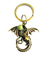 Брелок для ключей "Дракон" с зеленым Агатом - удача, сила и защита