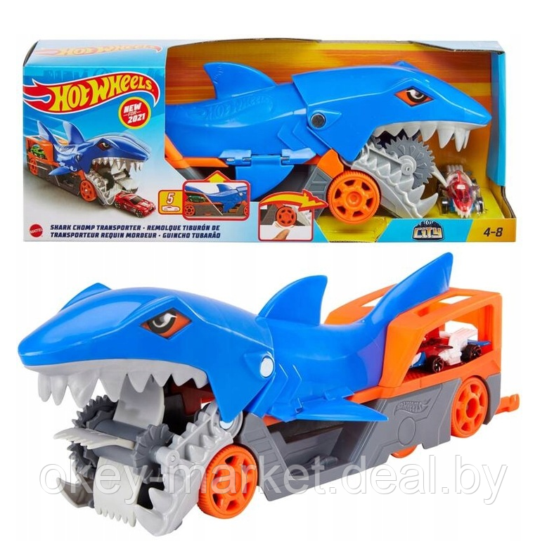 Набор игровой Hot Wheels Грузовик Голодная акула-транспортер GVG36 - фото 1 - id-p109245495