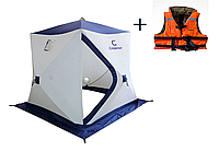 Зимняя палатка «Следопыт «Куб» обеспечивает комфор, 175х175х175 , S по полу 3,1 кв.м, 3 слоя, цв. синий/белый