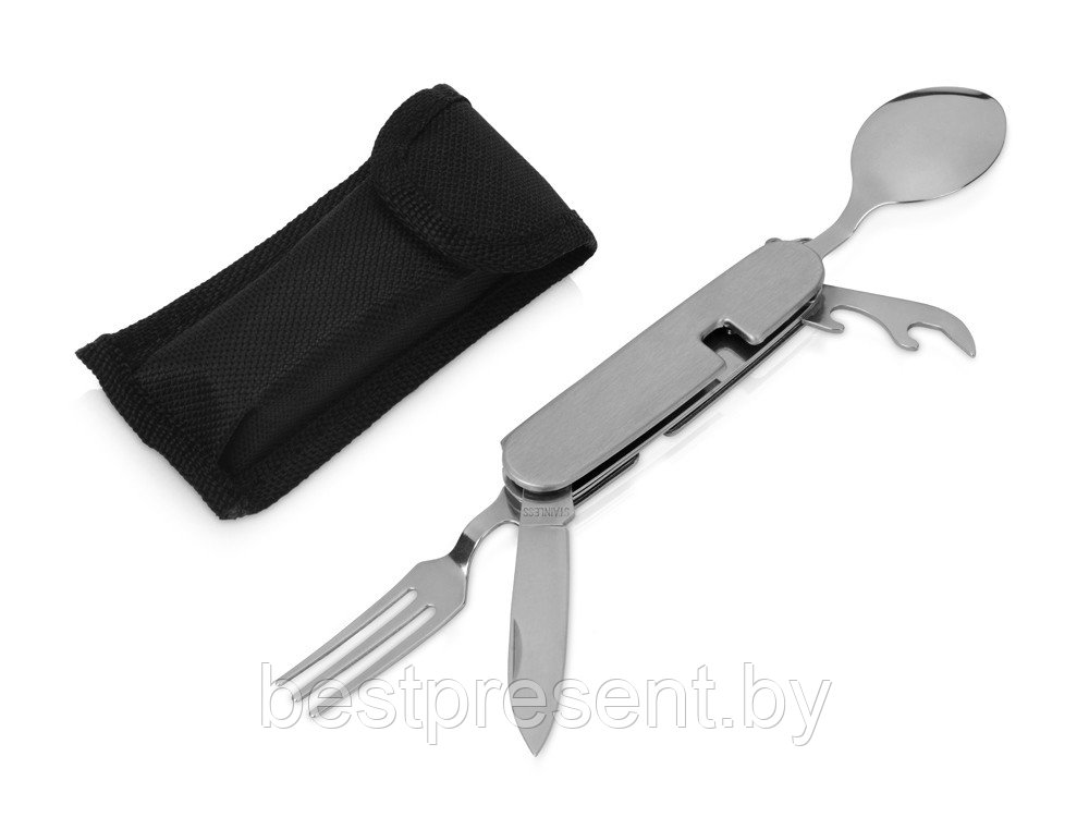 Приборы Camper 4 в 1 в чехле: вилка, ложка, нож, открывалка - фото 1 - id-p222298637
