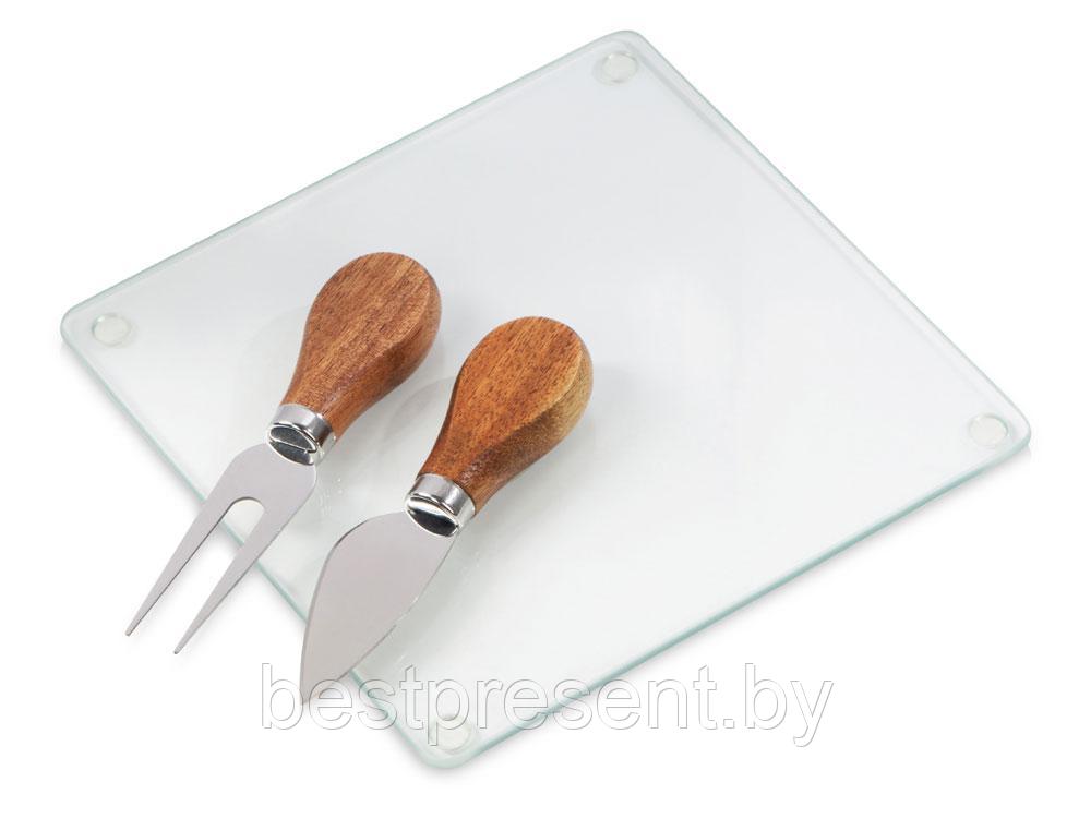 Набор для сыра Dorblue из стеклянной доски и вилки с ножом - фото 1 - id-p222300722