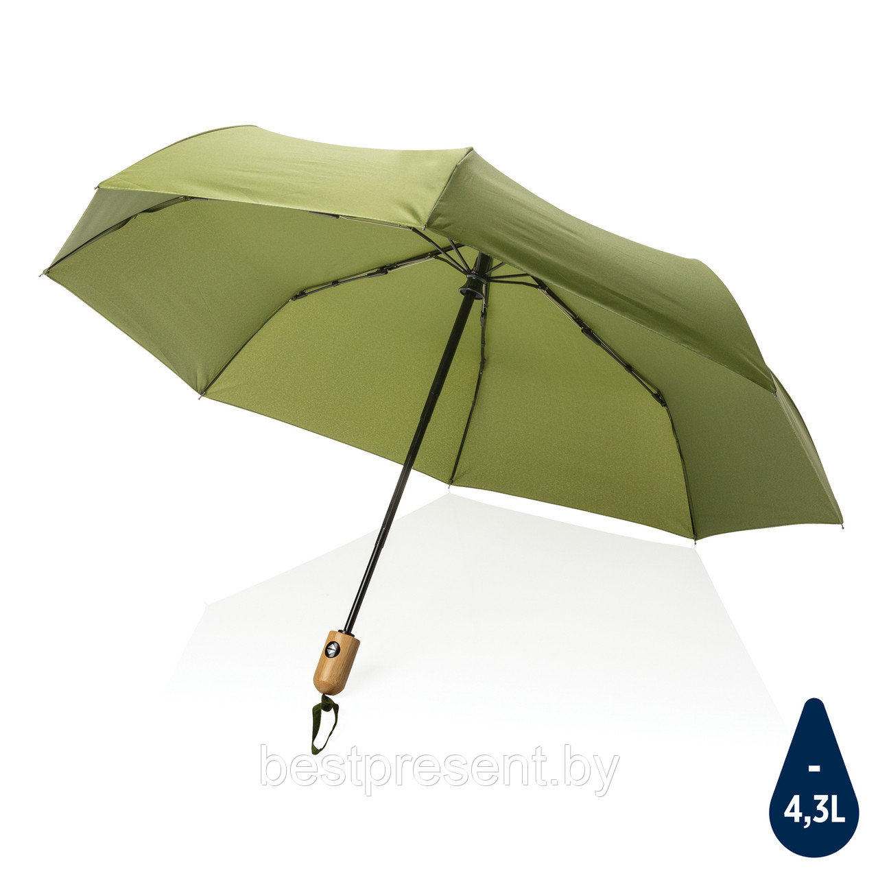 Автоматический зонт Impact из RPET AWARE с бамбуковой рукояткой, d94 см - фото 1 - id-p222307581