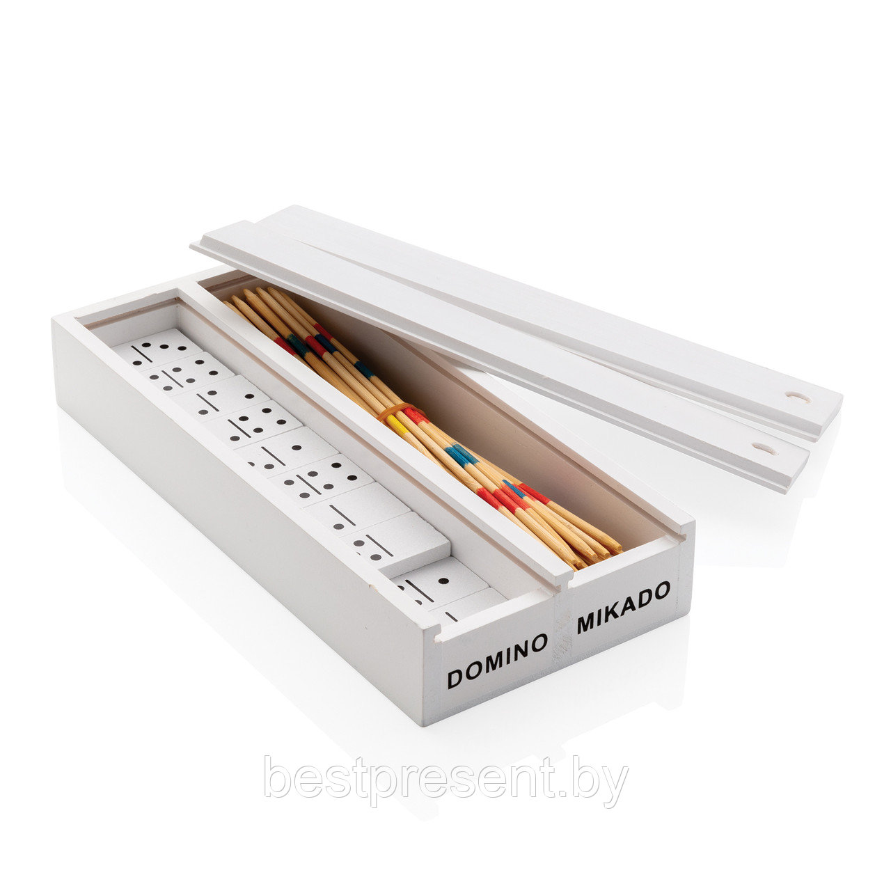 Набор настольных игр Микадо/Домино в деревянной коробке - фото 1 - id-p222306970