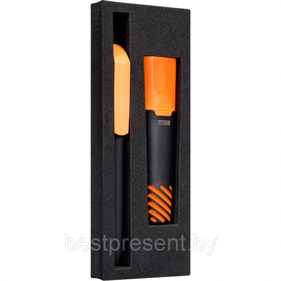 Набор "Flow Pure GOM KF+Liqeo Highlighte" черный/оранжевый: ручка шариковая автоматическая и маркер - фото 1 - id-p222312670