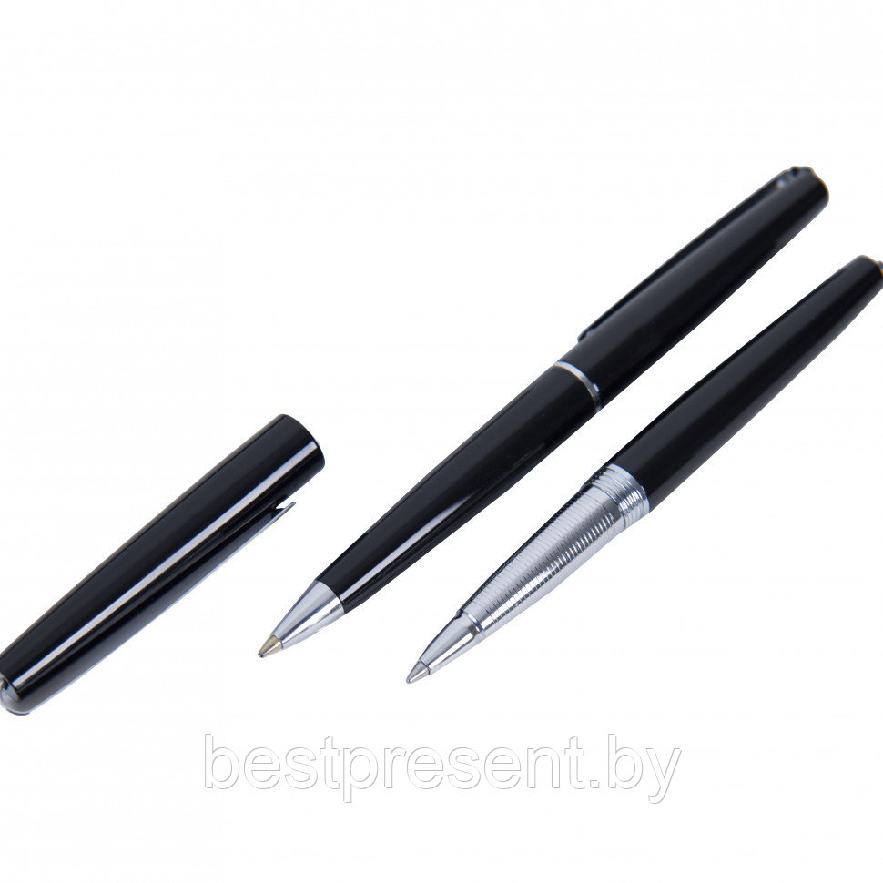 Набор "Eternity" черный/серебристый: ручка шариковая автоматическая и роллер - фото 2 - id-p222312673