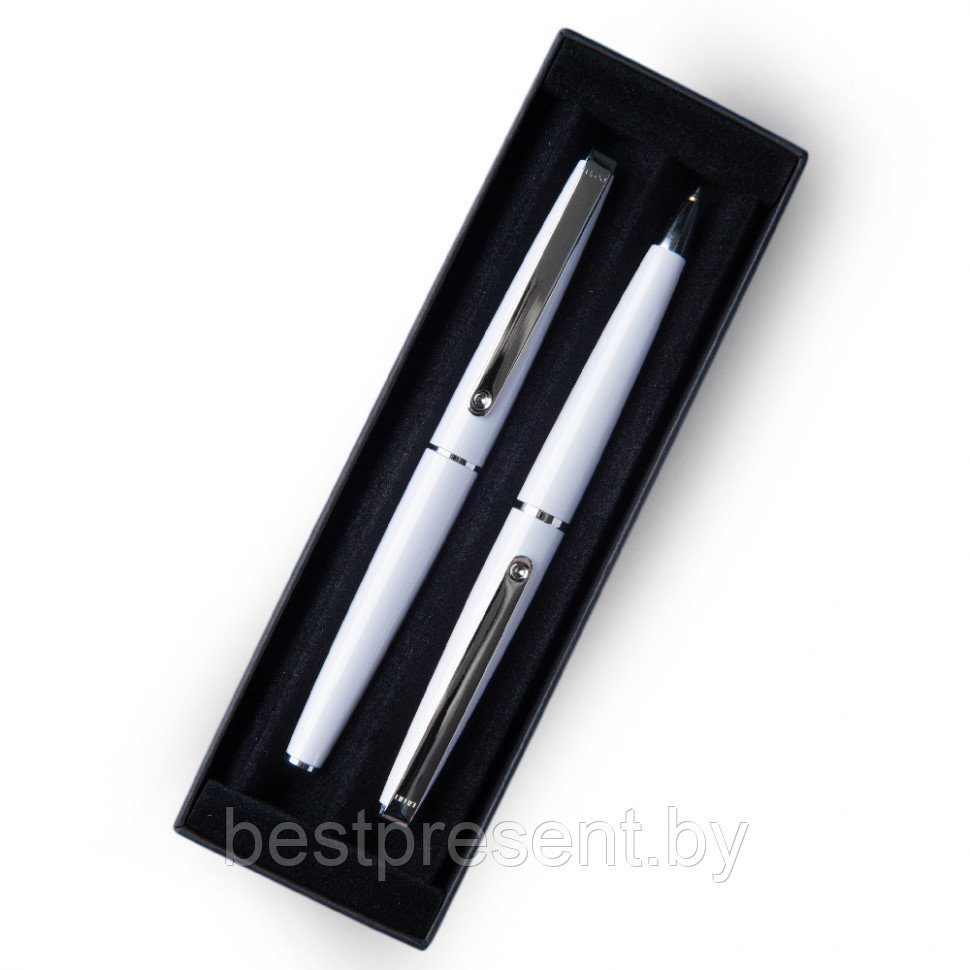 Набор "Eternity" белый/серебристый: ручка шариковая автоматическая и роллер - фото 2 - id-p222312674