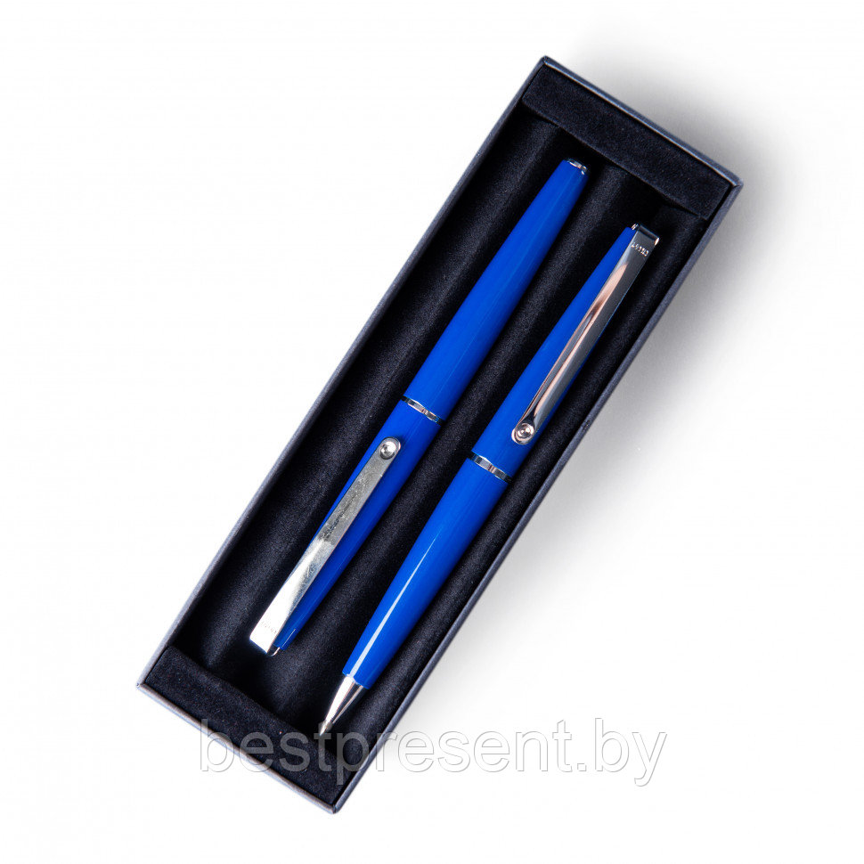 Набор "Eternity" синий/серебристый: ручка шариковая автоматическая и роллер - фото 3 - id-p222312675