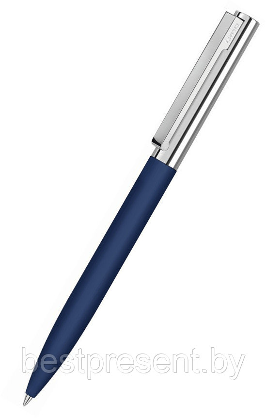 Ручка шариковая автоматическая "Bright Gum" софт-тач, темно-синий/серебристый - фото 3 - id-p222312712