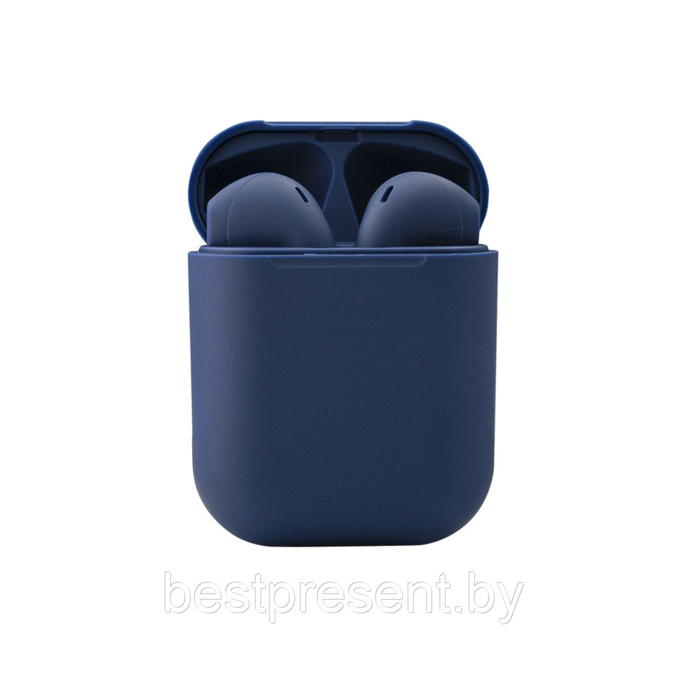 Наушники беспроводные Bluetooth littlePods софт-тач покрытие, синий - фото 1 - id-p222313956