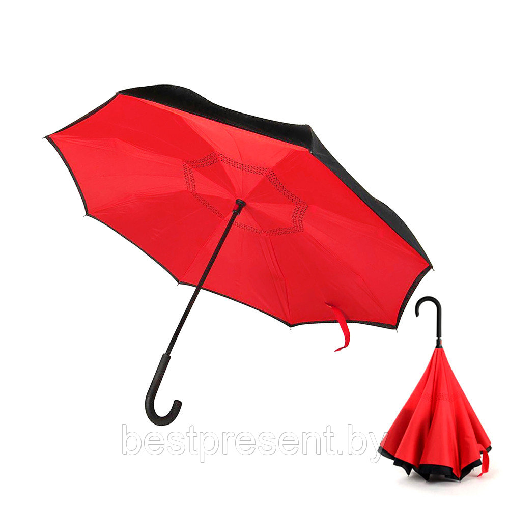 Зонт-трость механический Chaplin, черно-красный - фото 1 - id-p222314060