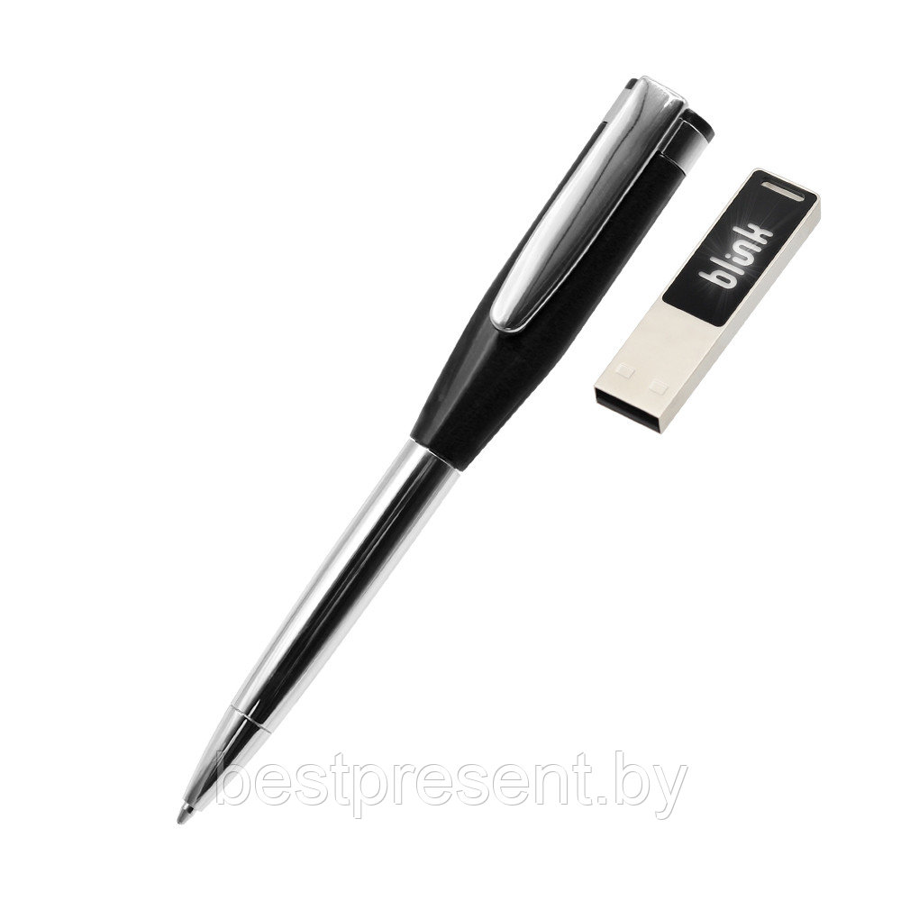 Ручка металлическая Memphys c флешкой, черный - фото 1 - id-p222315368