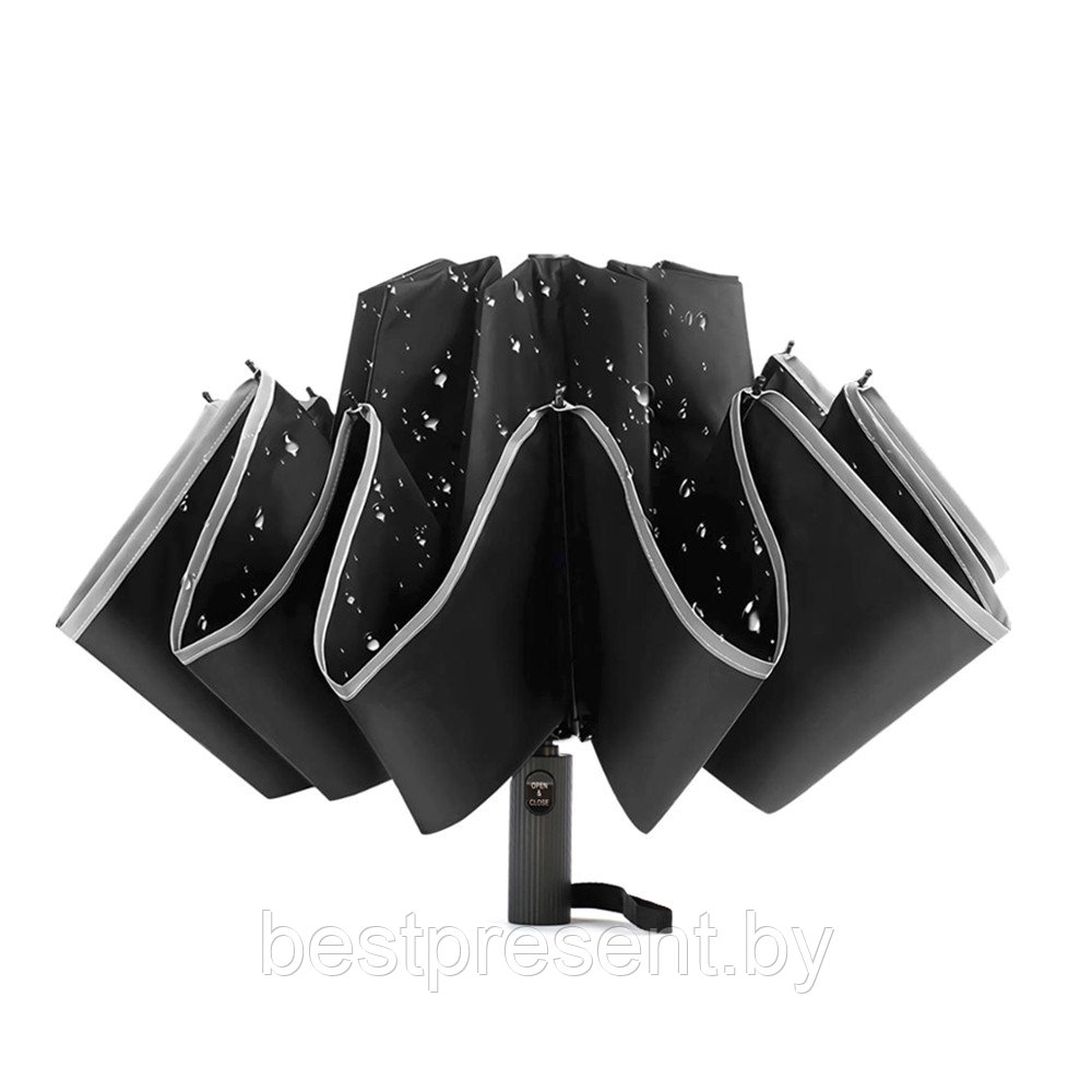 Автоматический противоштормовой складной зонт Flash reverse, черный - фото 1 - id-p222314341