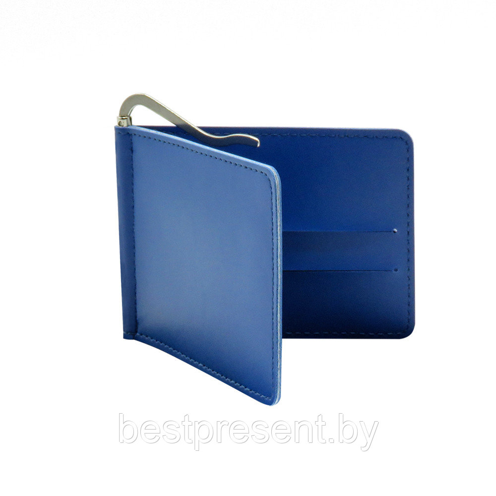 Держатель банковских карт Drogo с металлическим прижимом для купюр, синий - фото 1 - id-p222313495