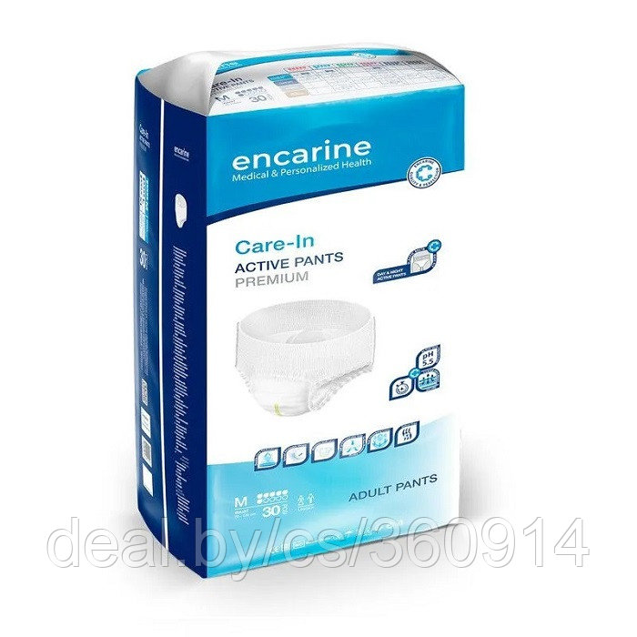 Encarine Подгузники - трусы для взрослых PREMIUM 6 капель MEDIUM ( 30*4 шт в упак) ENCARINE