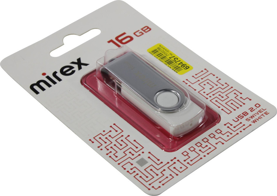 Накопитель Mirex Swivel White 13600-FMUSWT16 USB2.0 Flash Drive 16Gb (RTL) - фото 1 - id-p222319278