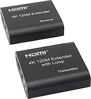 Удлинитель HDMI Extender with Loop (HDMI 19F - RJ45 - HDMI 19F 4K до 120м) +б.п.