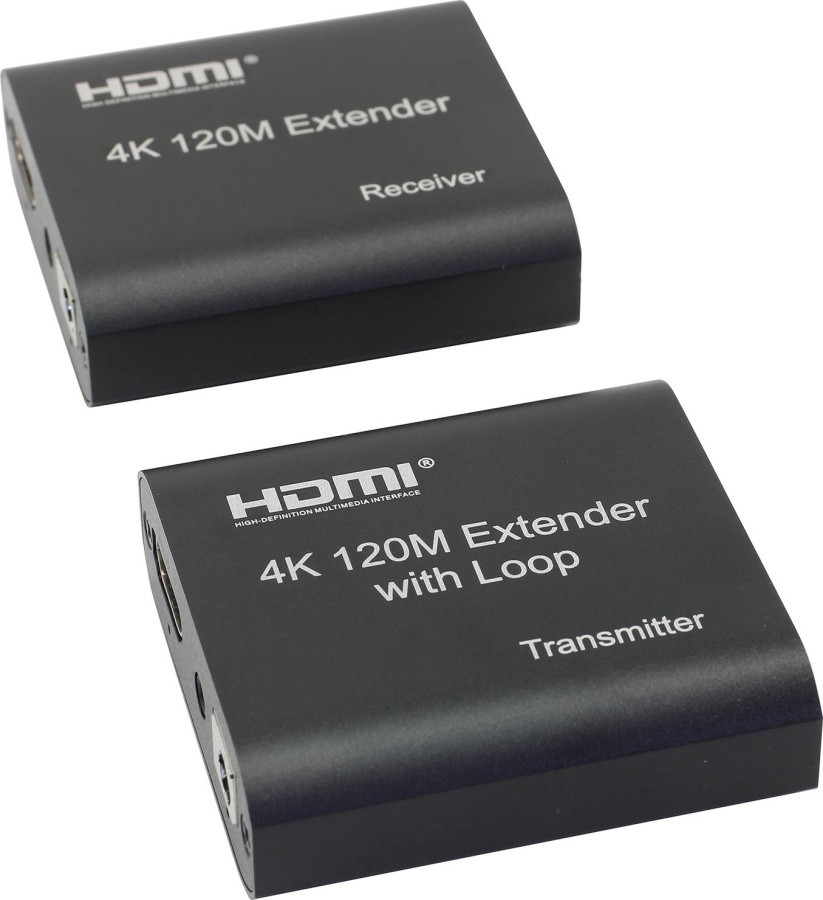 Удлинитель HDMI Extender with Loop (HDMI 19F - RJ45 - HDMI 19F 4K до 120м) +б.п. - фото 1 - id-p222319311