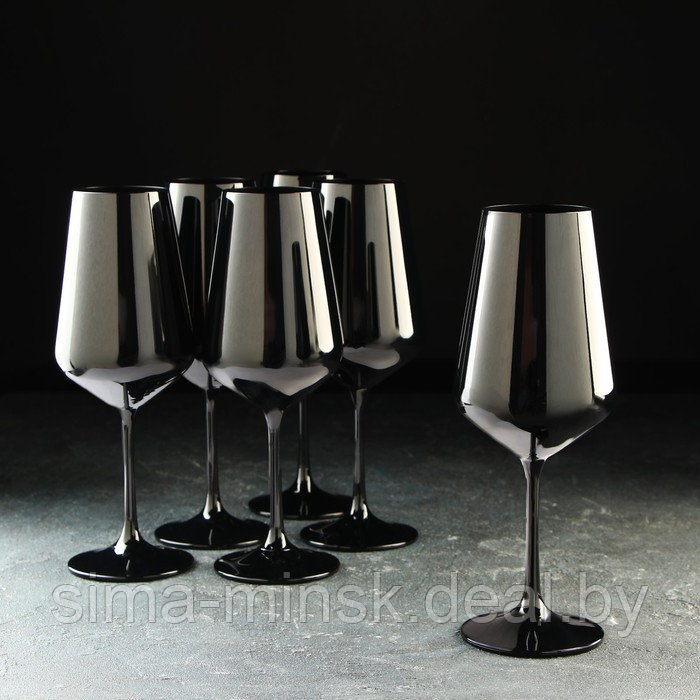 Набор бокалов для вина Bohemia Crystal «Сандра», 450 мл, 6 шт, цвет чёрный - фото 1 - id-p222321929