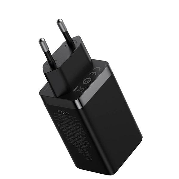 Сетевое зарядное устройство Baseus GaN5 Pro USB + 2 Type-C QC+PD65W + кабель Type-C to Type-C Черное - фото 4 - id-p222231999