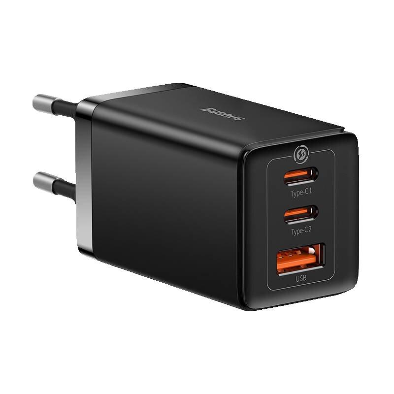 Сетевое зарядное устройство Baseus GaN5 Pro USB + 2 Type-C QC+PD65W + кабель Type-C to Type-C Черное - фото 7 - id-p222231999