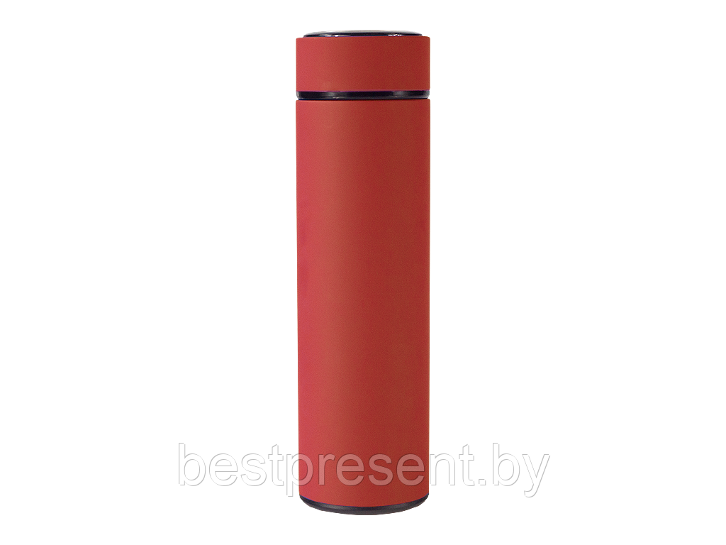 Термос стальной Traveler двухстеночный с вакуумной изоляцией, софт тач, 450 мл, красный - фото 1 - id-p222324610