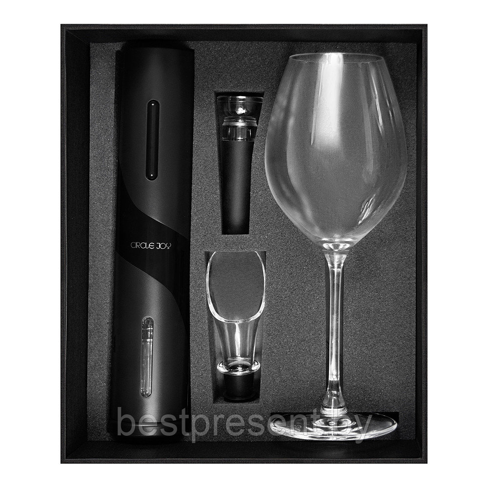 Набор подарочный Solution Prestige Quadro (штопор для вина с аксессуарами Circle Joy, бокал) - фото 1 - id-p222325664