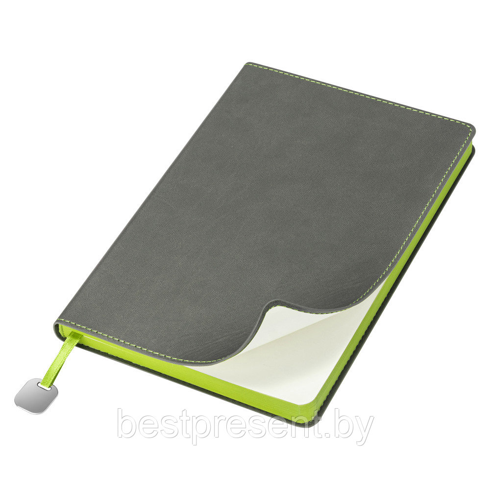 Ежедневник Flexy Latte А5, серый с салатовым срезом, недатированный, в гибкой обложке - фото 1 - id-p222324664