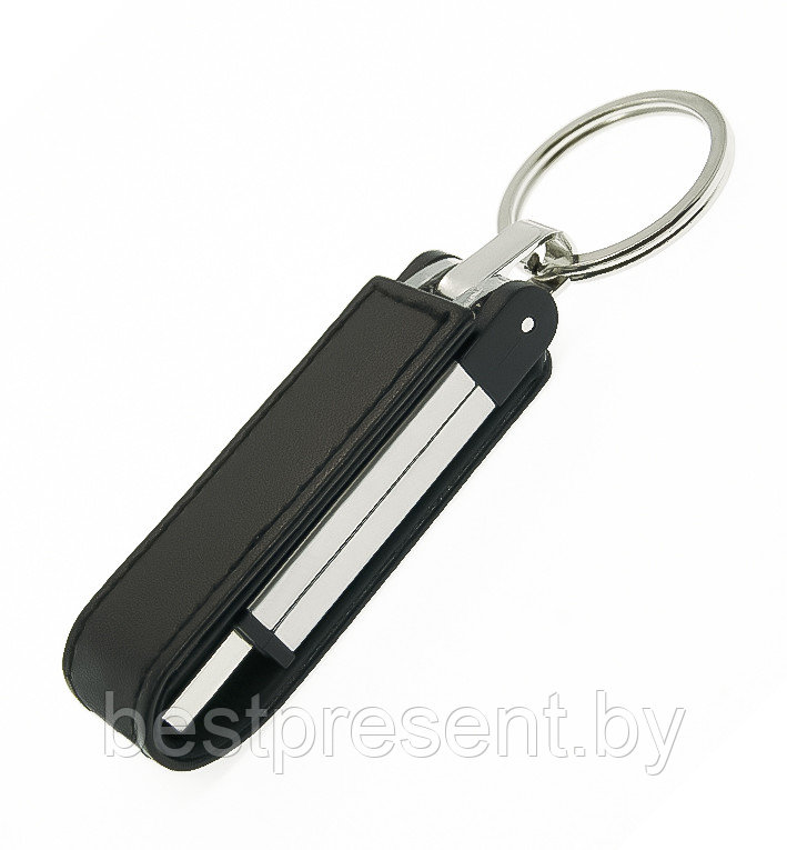 Флеш накопитель USB 2.0 Verona в кожаном чехле 16GB, металл, черный/серебристый - фото 1 - id-p222324673