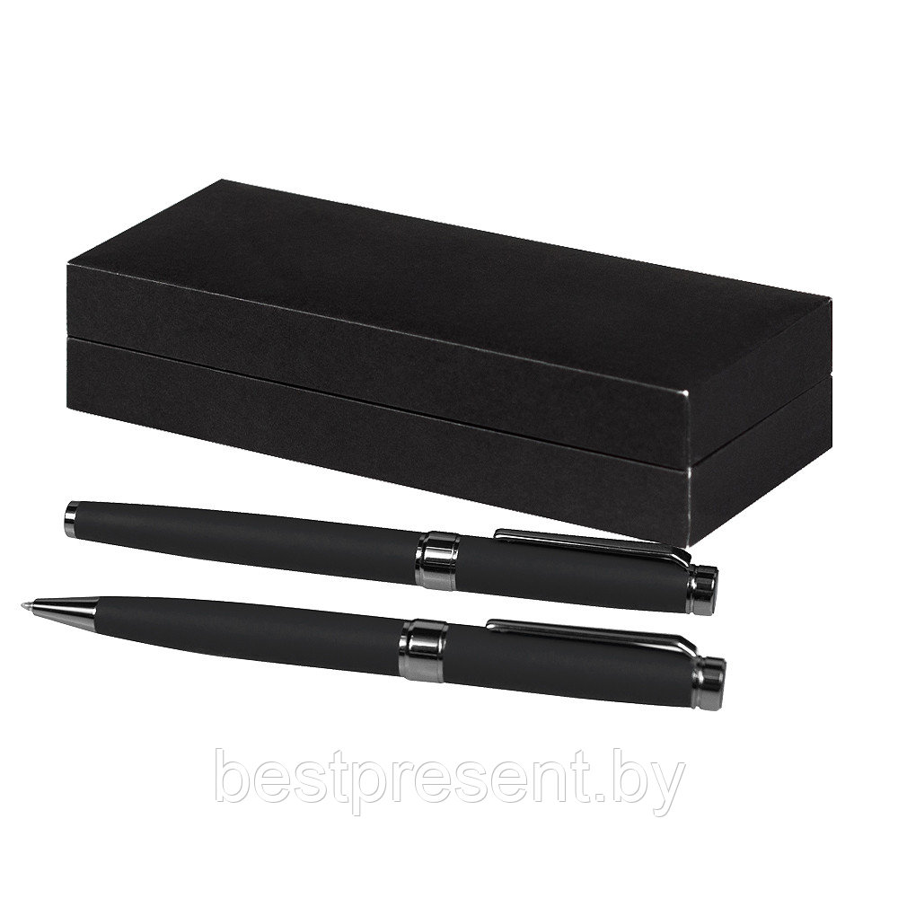Набор ручек Diplomat Solution, черный (ручка шариковая, роллер) в подарочной коробке Сagliari, черный - фото 1 - id-p222325722
