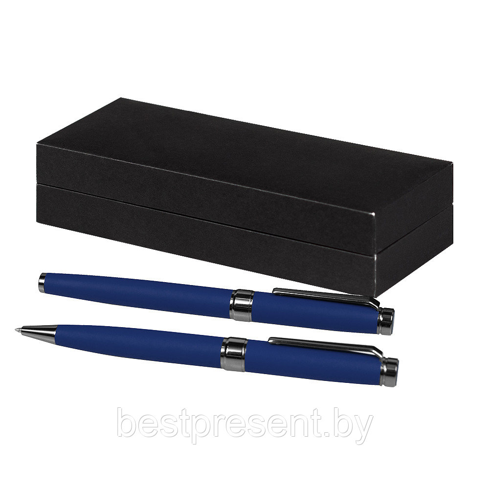 Набор ручек Diplomat Solution, черный (ручка шариковая, роллер) в подарочной коробке Сagliari, синий - фото 1 - id-p222325723