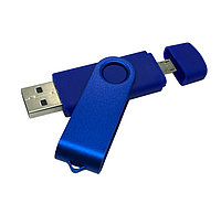 Флеш накопитель USB 2.0 Twister Smart 8GB, пластик Софт Тач/металл, синий/синий