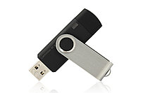 Флеш накопитель USB 2.0 Twister Smart 8GB, пластик Софт Тач/металл, черный/серебристый