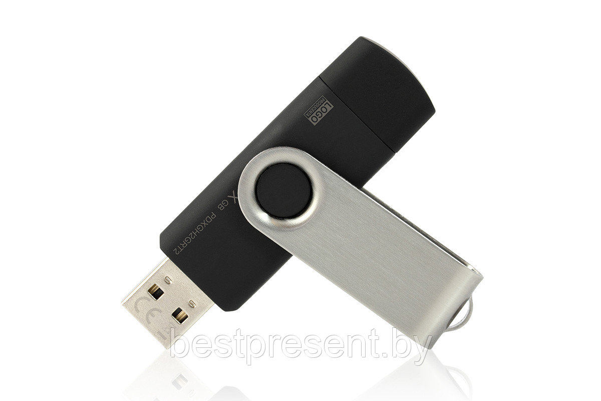 Флеш накопитель USB 2.0 Twister Smart 8GB, пластик Софт Тач/металл, черный/серебристый - фото 1 - id-p222324699