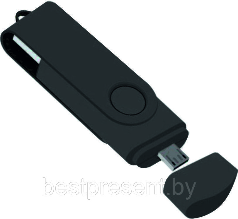 Флеш накопитель USB 2.0 Twister Smart 16GB, пластик Софт Тач/металл, черный/черный - фото 1 - id-p222324702