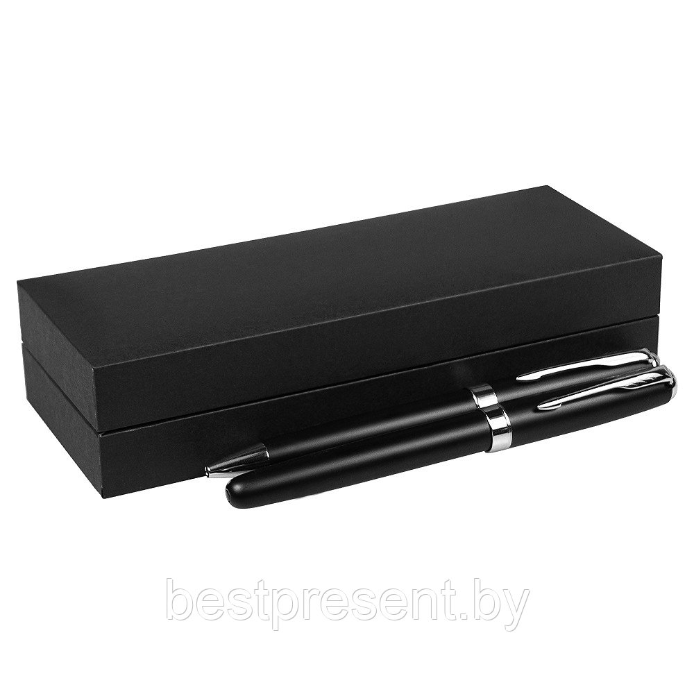 Набор ручек King Solution, черный (ручка шариковая, роллер) в подарочной коробке Сagliari - фото 1 - id-p222325728