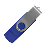 Флеш накопитель USB 2.0 Twister Smart 16GB, пластик Софт Тач/металл, синий/серебристый