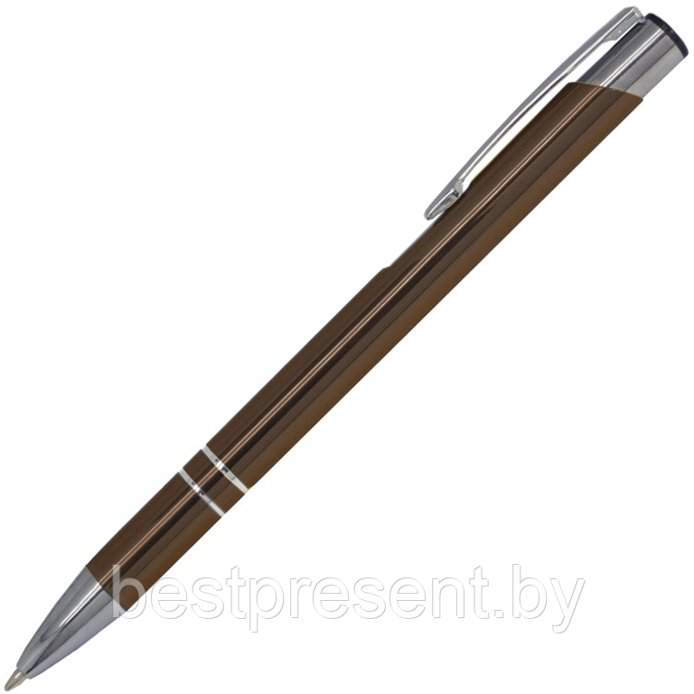 Ручка шариковая, COSMO HEAVY, металл, коричневый/серебро - фото 1 - id-p222323934