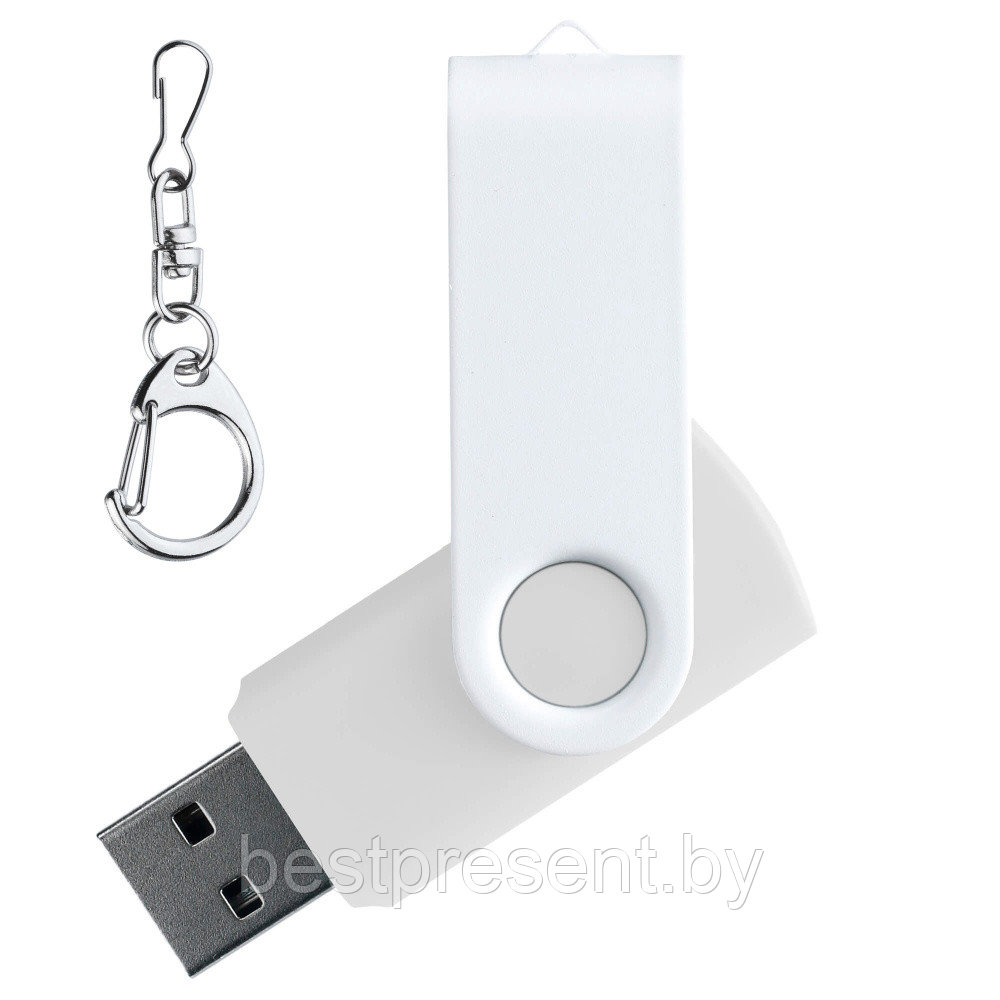 Флеш накопитель USB 2.0 Twister 8GB, пластик Софт Тач/металл, белый/белый - фото 1 - id-p222324840