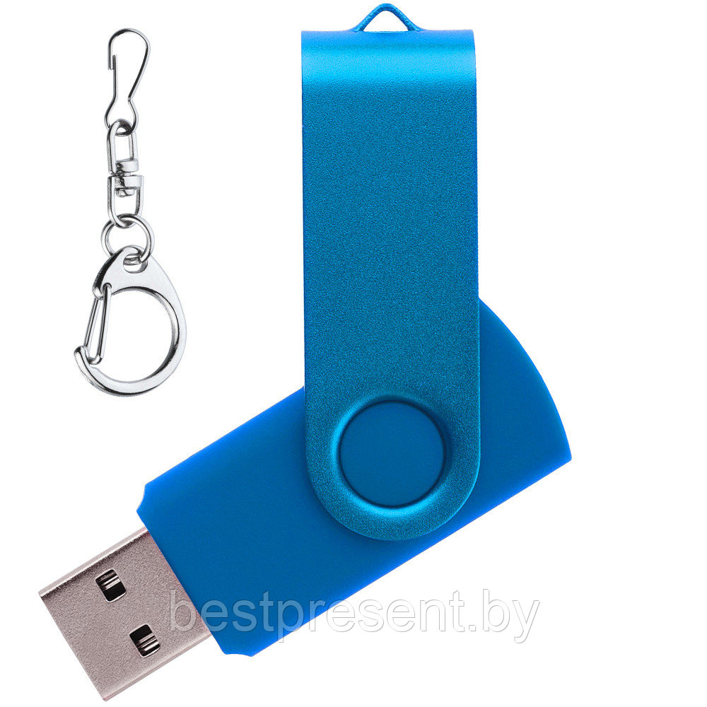 Флеш накопитель USB 2.0 Twister 64GB, пластик Софт Тач/металл, голубой/голубой - фото 1 - id-p222324847