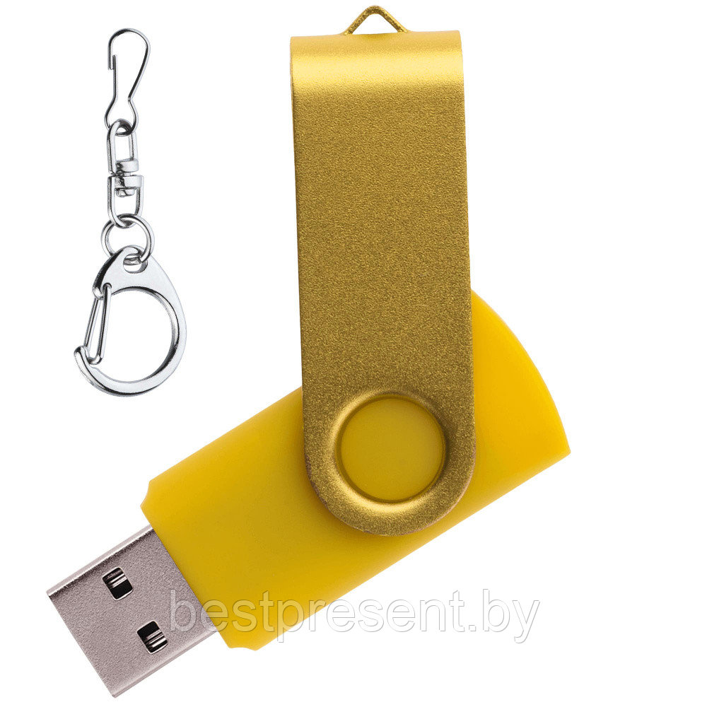 Флеш накопитель USB 2.0 Twister 8GB, пластик Софт Тач/металл, желтый/желтый - фото 1 - id-p222324848