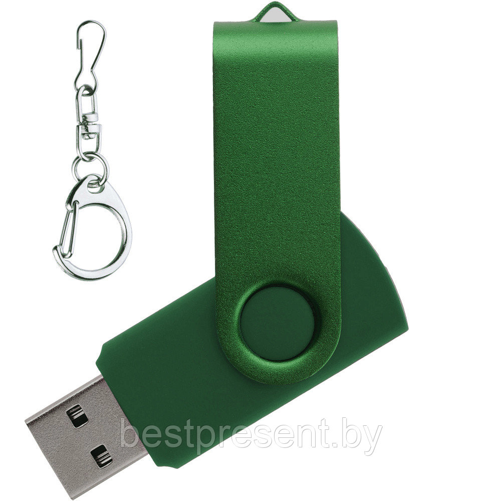 Флеш накопитель USB 2.0 Twister 8GB, пластик Софт Тач/металл, зеленый/зеленый - фото 1 - id-p222324852