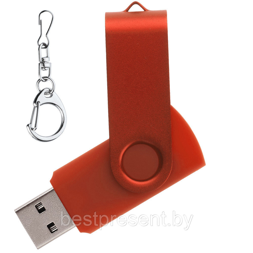 Флеш накопитель USB 2.0 Twister 64GB, пластик Софт Тач/металл, красный/красный - фото 1 - id-p222324859