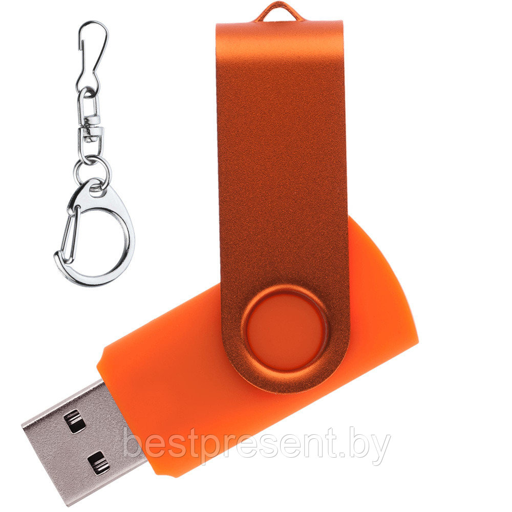 Флеш накопитель USB 2.0 Twister 8GB, пластик Софт Тач/металл, оранжевый/оранжевый - фото 1 - id-p222324860
